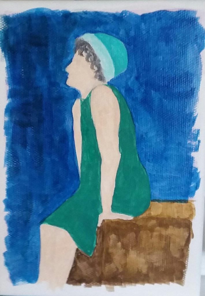 Woman Waiting (acrylic on canvas), 5x7" - NFS