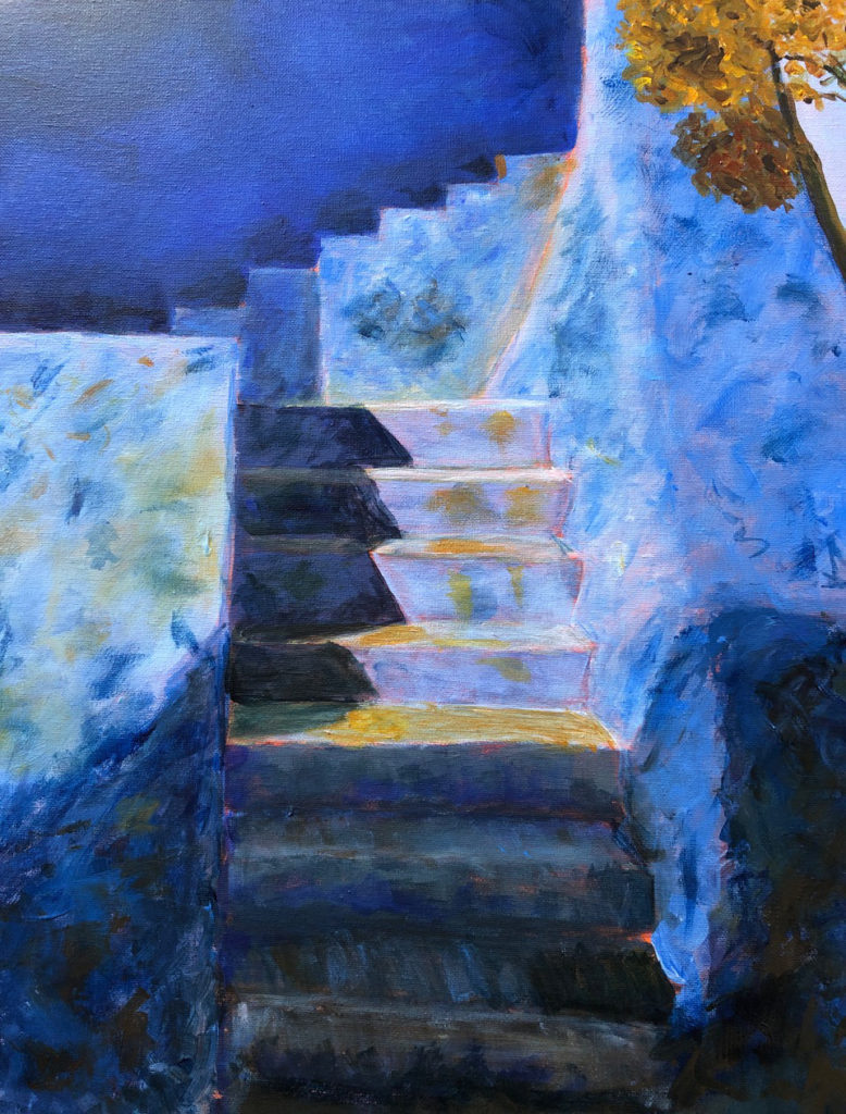"Chefchaouen, Stairs" (acrylic), NFS