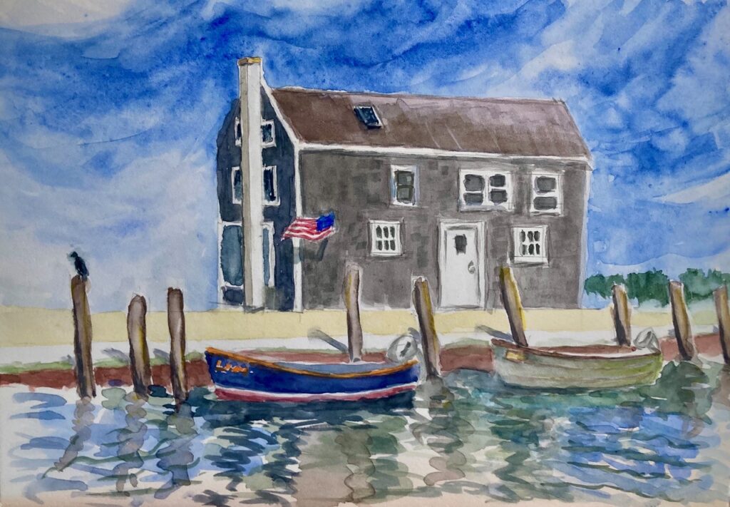 Docked (watercolor on paper, 7x10) - $75