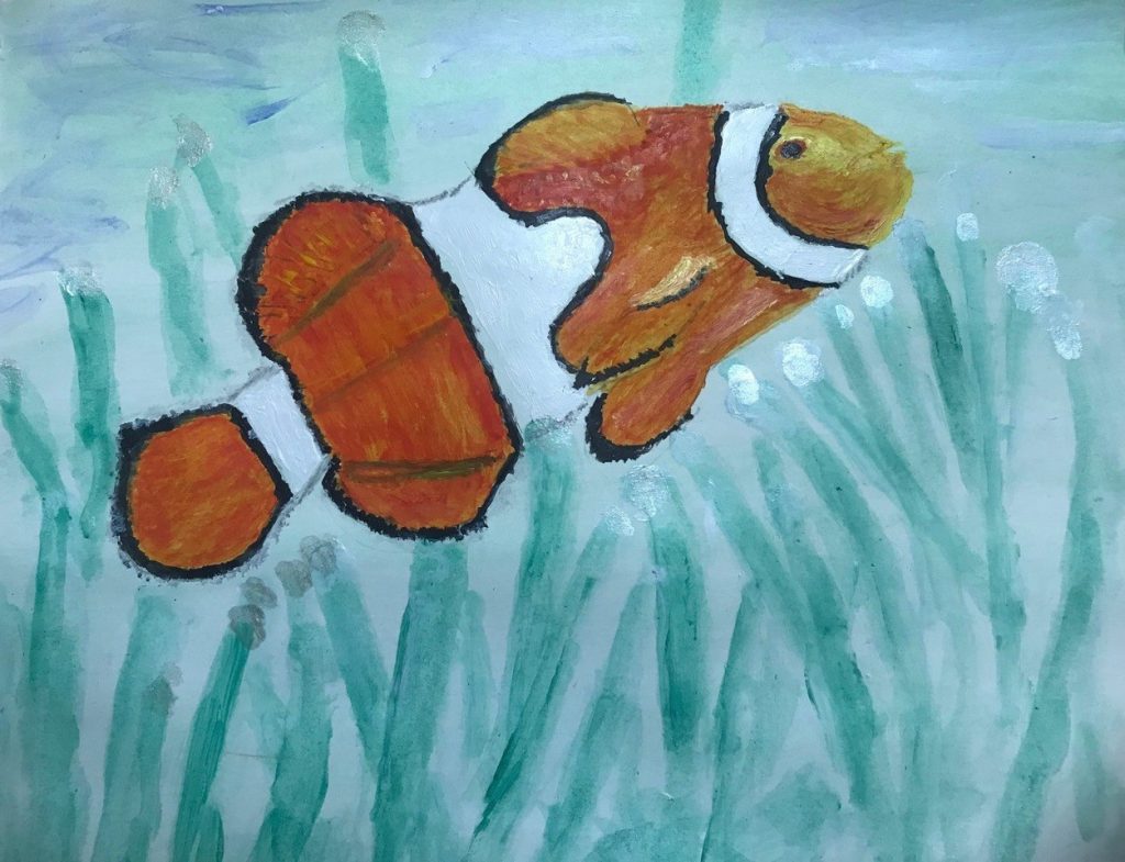 "Clownfish" (acrylic on paper), 8x10" - Price negotiable