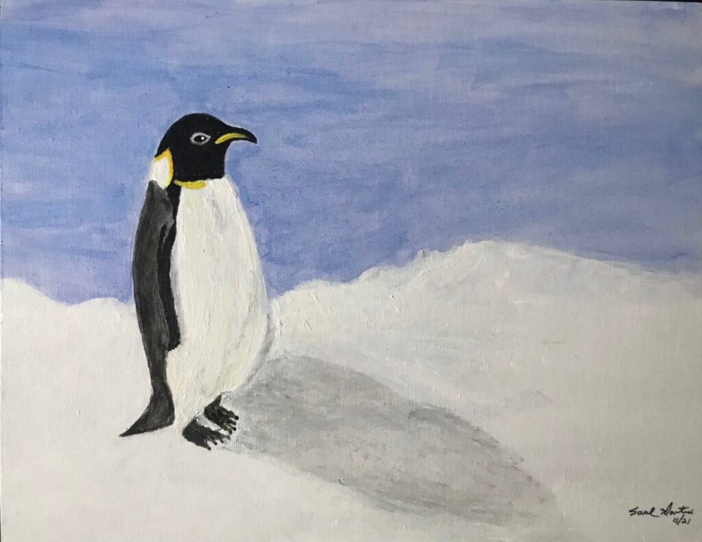 Penguin (acrylic on canvas board), 11x14 - NFS