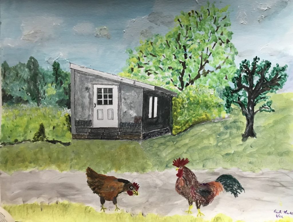 Chicken Coop (acrylic on paper), 11x14 - Price Negotiable