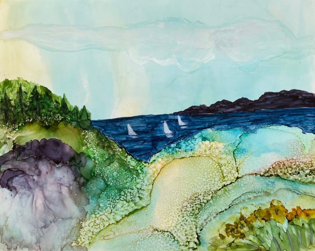  "Landscape" (alcohol ink on Yupo paper), 8x10" - NFS
