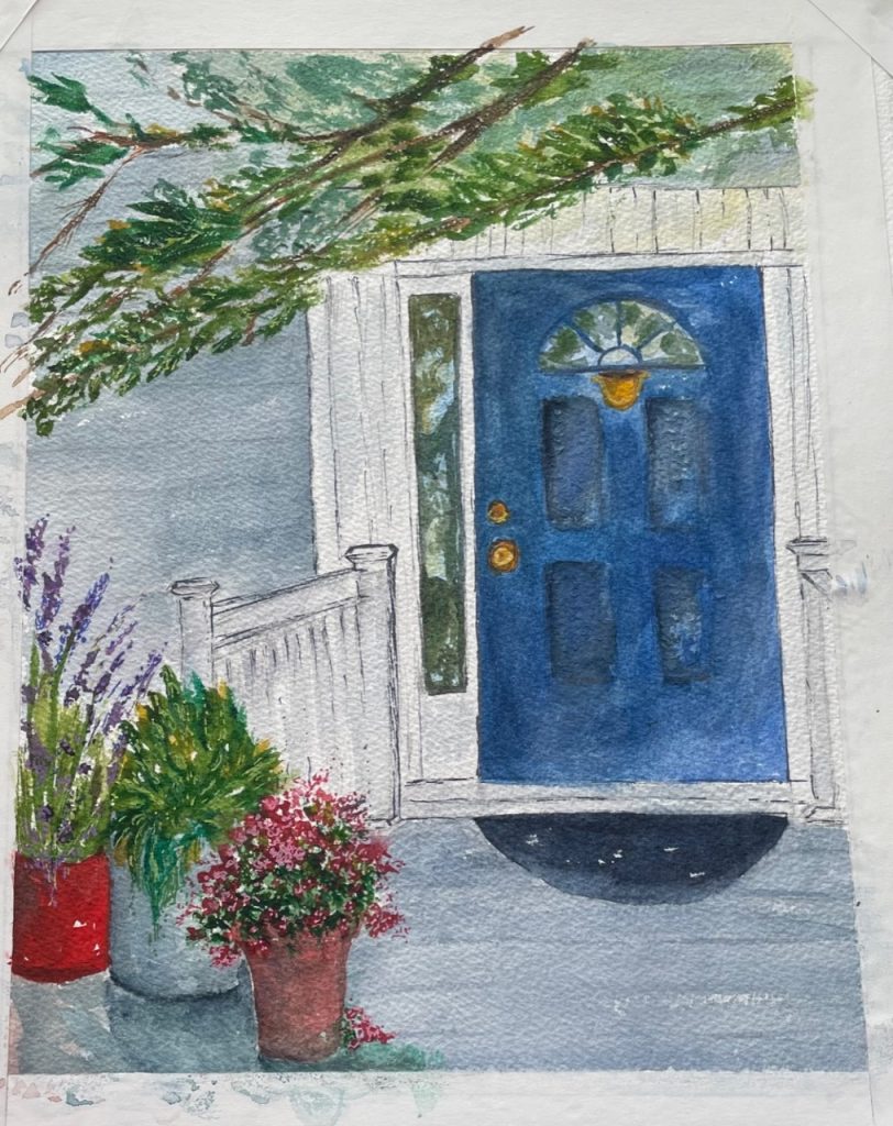Blue Door (watercolor on paper), 11x15 - NFS