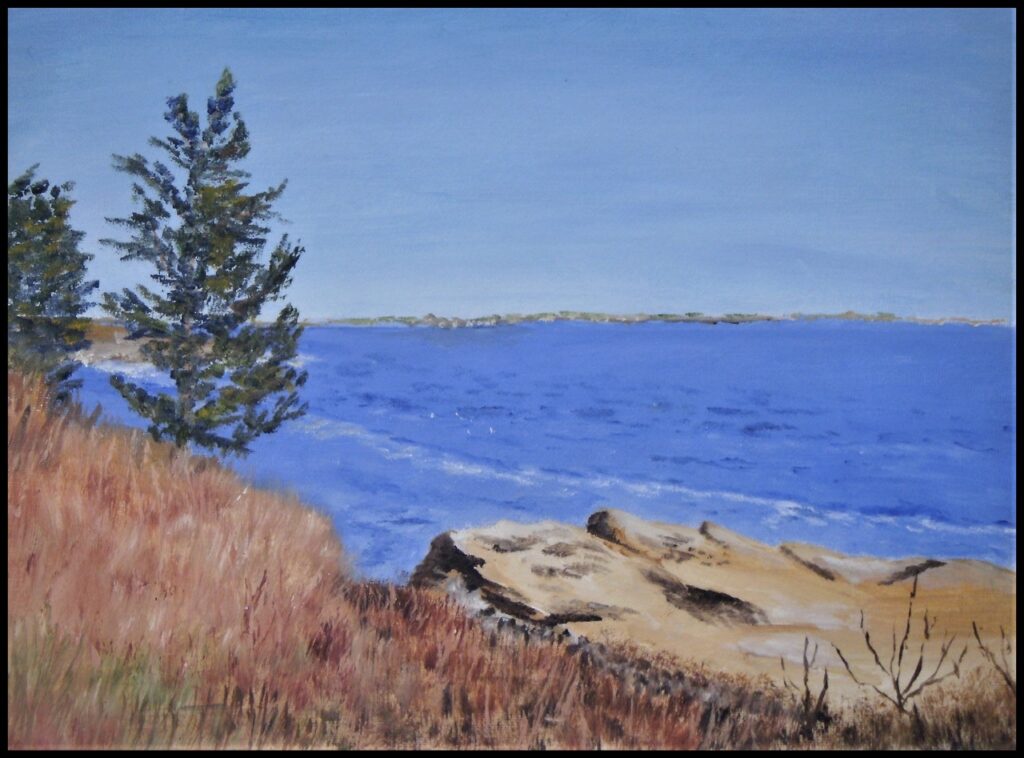 Hiking Along the Bay (oil on canvas panel, 9x12) - $80
