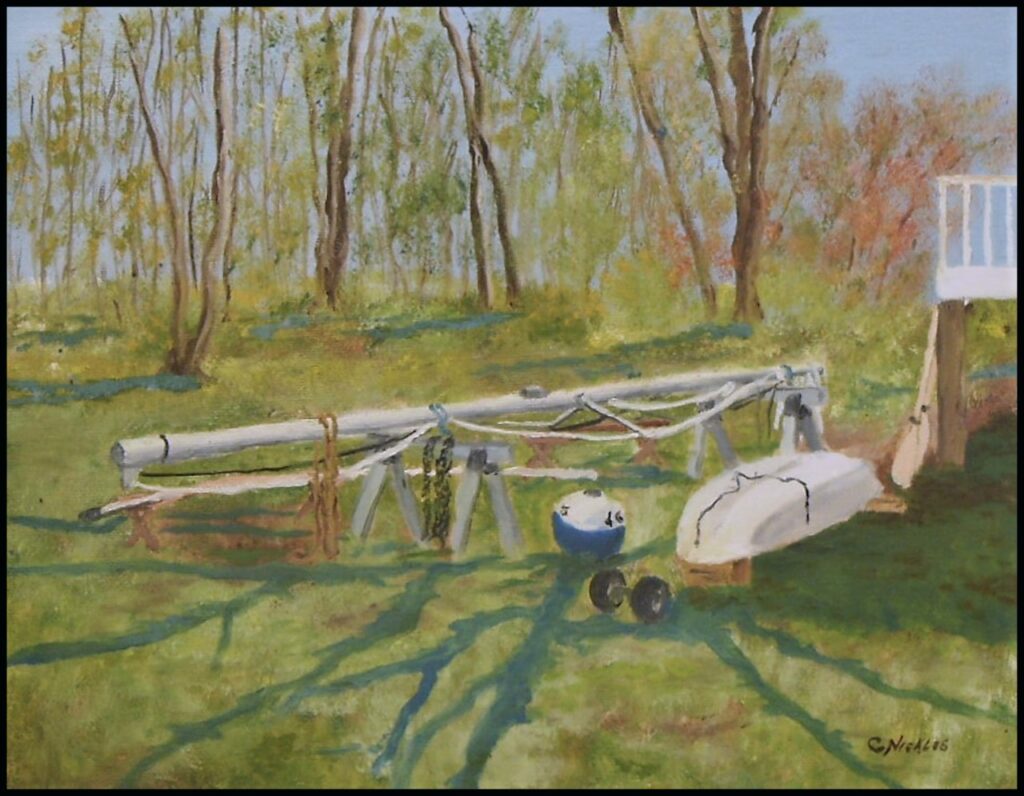 Backyard Boat Works (oil on canvas panel, 11x14) - $80