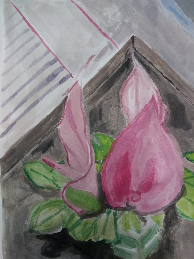 "Flower on a Table" (watercolor), NFS