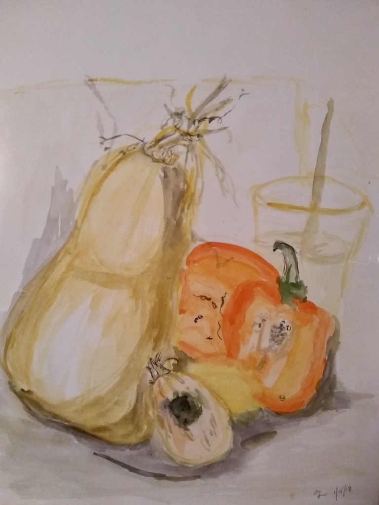 Squash and Peppers (watercolor), negotiable