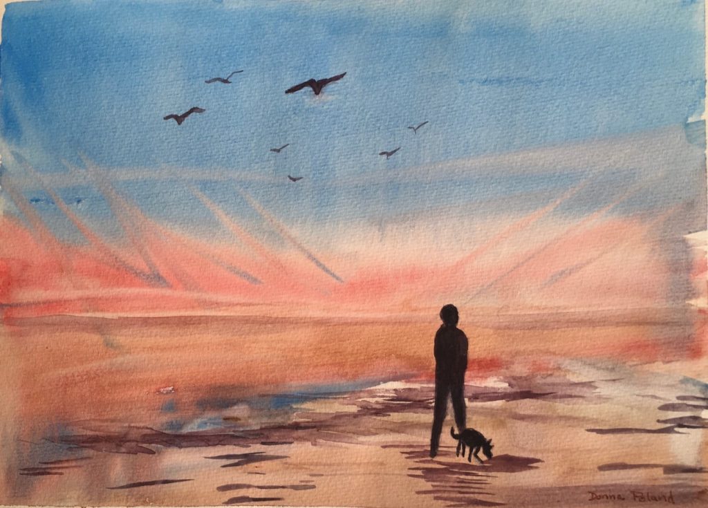 Walk on the Beach (watercolor on paper) 9x12 - Price Negotiable