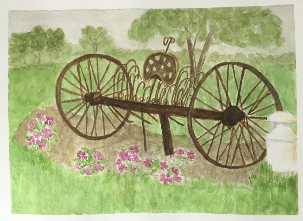 Harrow on the Farm (watercolor on paper, 9x12) - Price negotiable