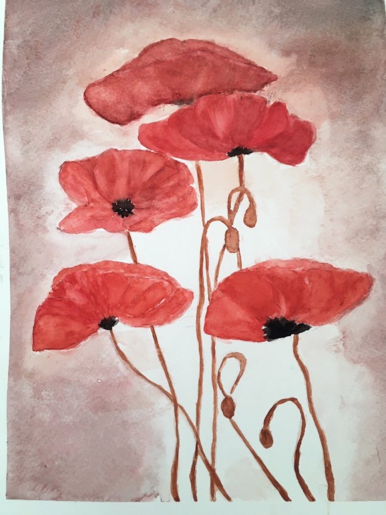 Poppies (watercolor, 9x12) - NFS