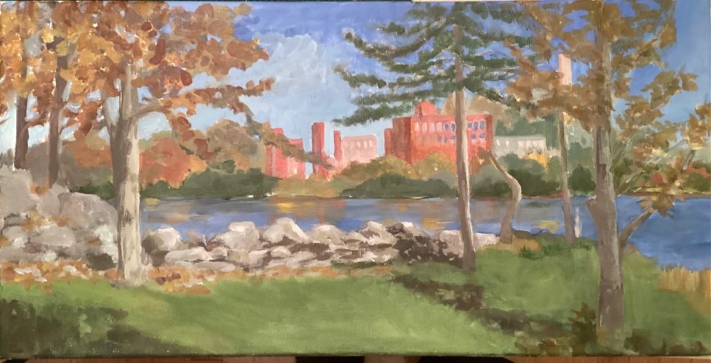 A Scene From Across the River (acrylic on stretched canvas), 10x20 - $75