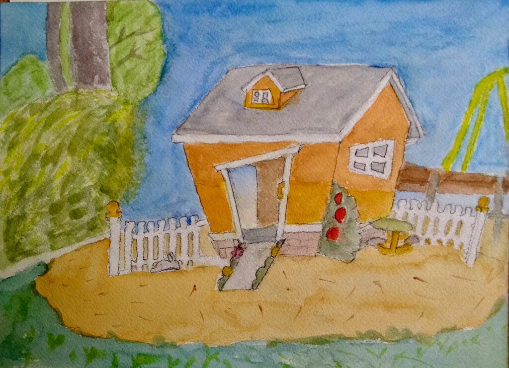 Playground playhouse (watercolor on paper, 9x12) - NFS