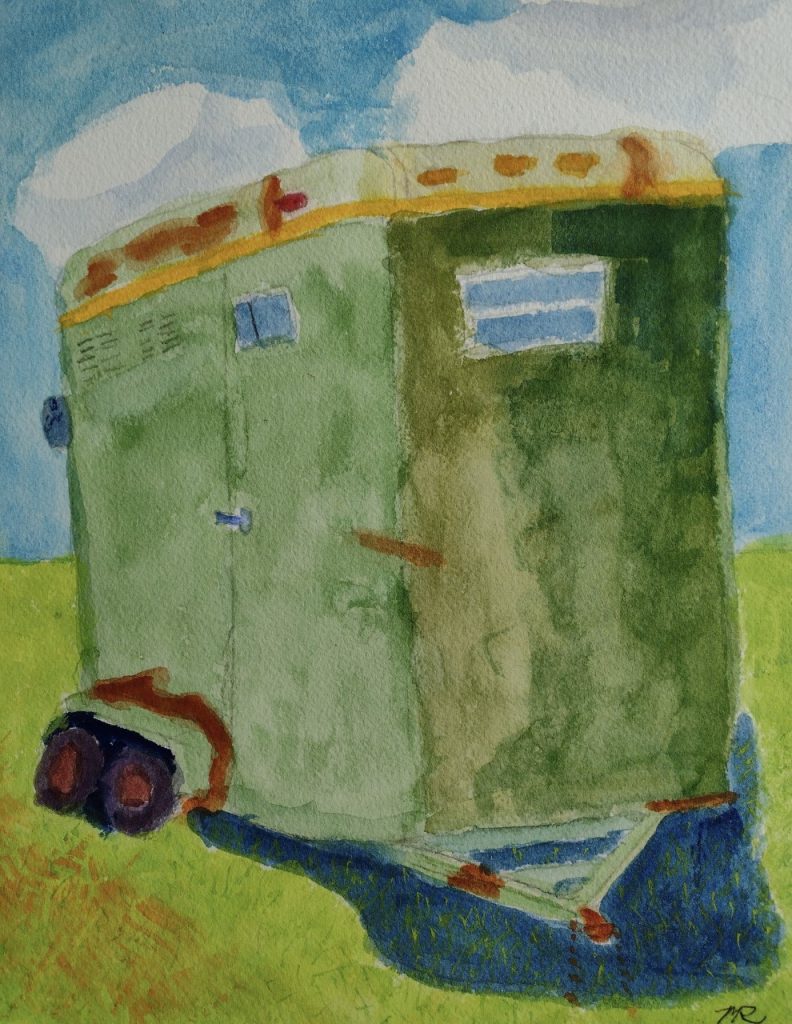 Old Horse Trailer (gouache on Arches paper), 9x12 - $80