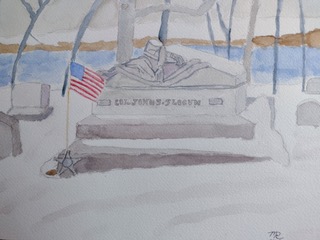 Civil War Veteran's Grave at Swan Point Cemetery (watercolor on Arches paper), 9x12 - NFS