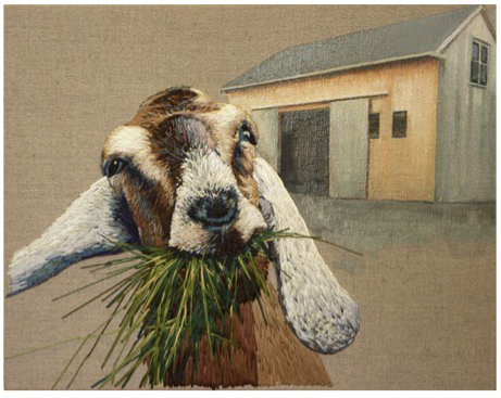 "Goat" (oil and thread on linen) - SOLD