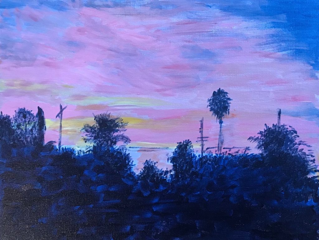 "Sunset in LA" (acrylic), $100