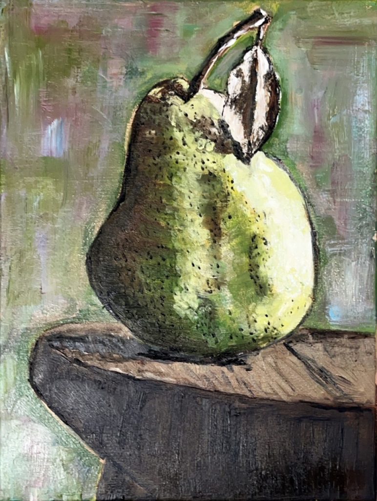 Garnet Pear (oil on stretched canvas), 8x10 - $150 Framed