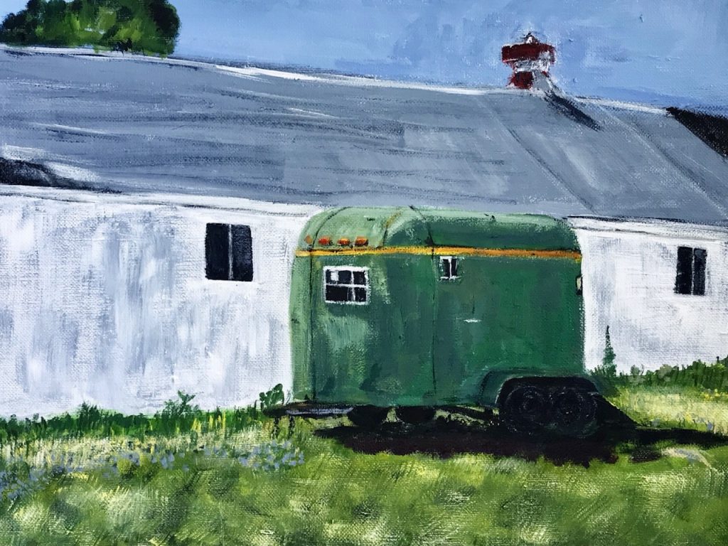 Horse Trailer by Mary's Barn (acrylic on wrapped canvas), 11x14 - $125
