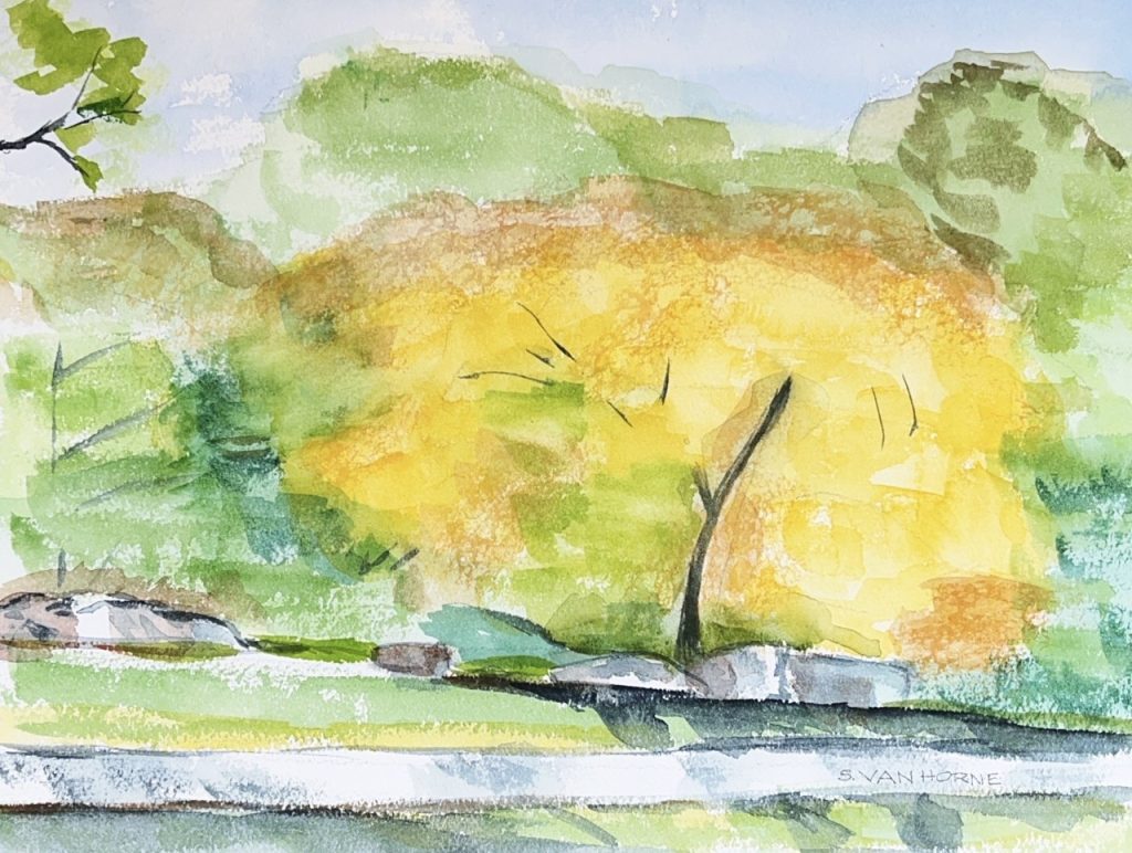 Autumn Scene (watercolor on paper), 10X14" - $75