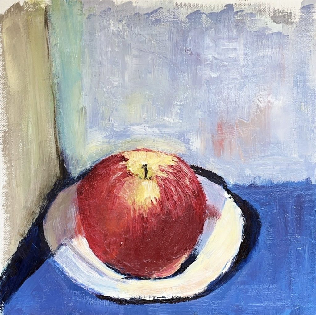 Apple Study (oil on unstretched canvas), 9X9 - NFS