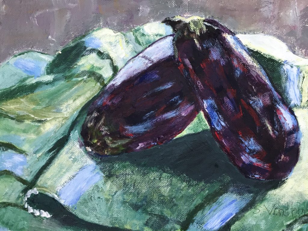 Future Eggplant Parm (acrylic on canvas, 8x10) - Price on request