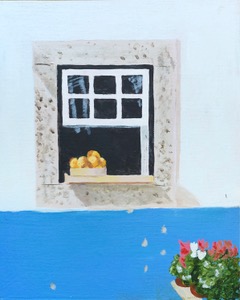 Óbidos ,Window with Oranges (acrylic on canvas board), 8x10 - Price negotiable