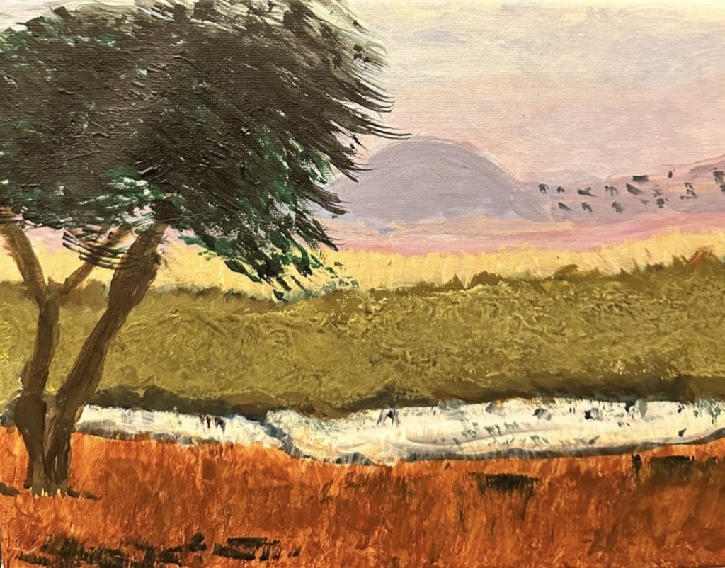 "Tanzania Countryside" (acrylic on canvas), 9x12" - NFS