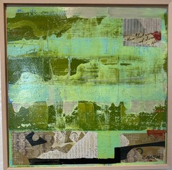 Mint Julep (collage/acrylic on board), 9x12 - $150