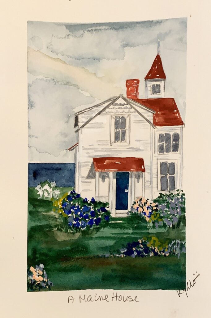 A Maine House (watercolor on paper), 6x9 - $75