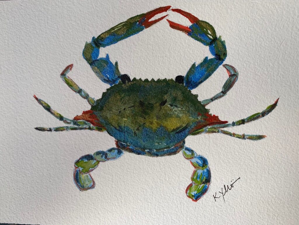 Blue Crab (watercolor on paper), 5x7 - $75