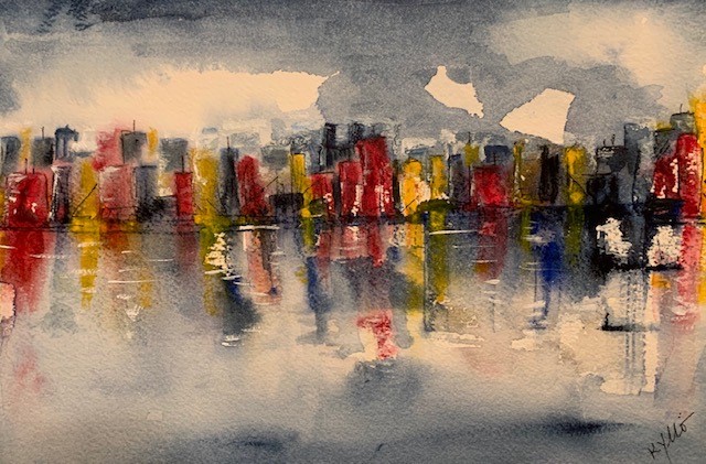 Urban Reflections (watercolor, 9x12) - $100